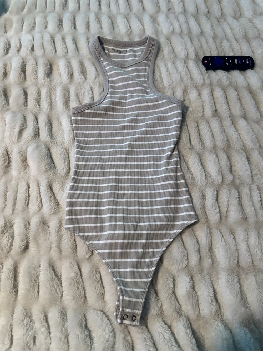 Abercrombie & Fitch XS Bodysuit Thong Taupe and White NWOT